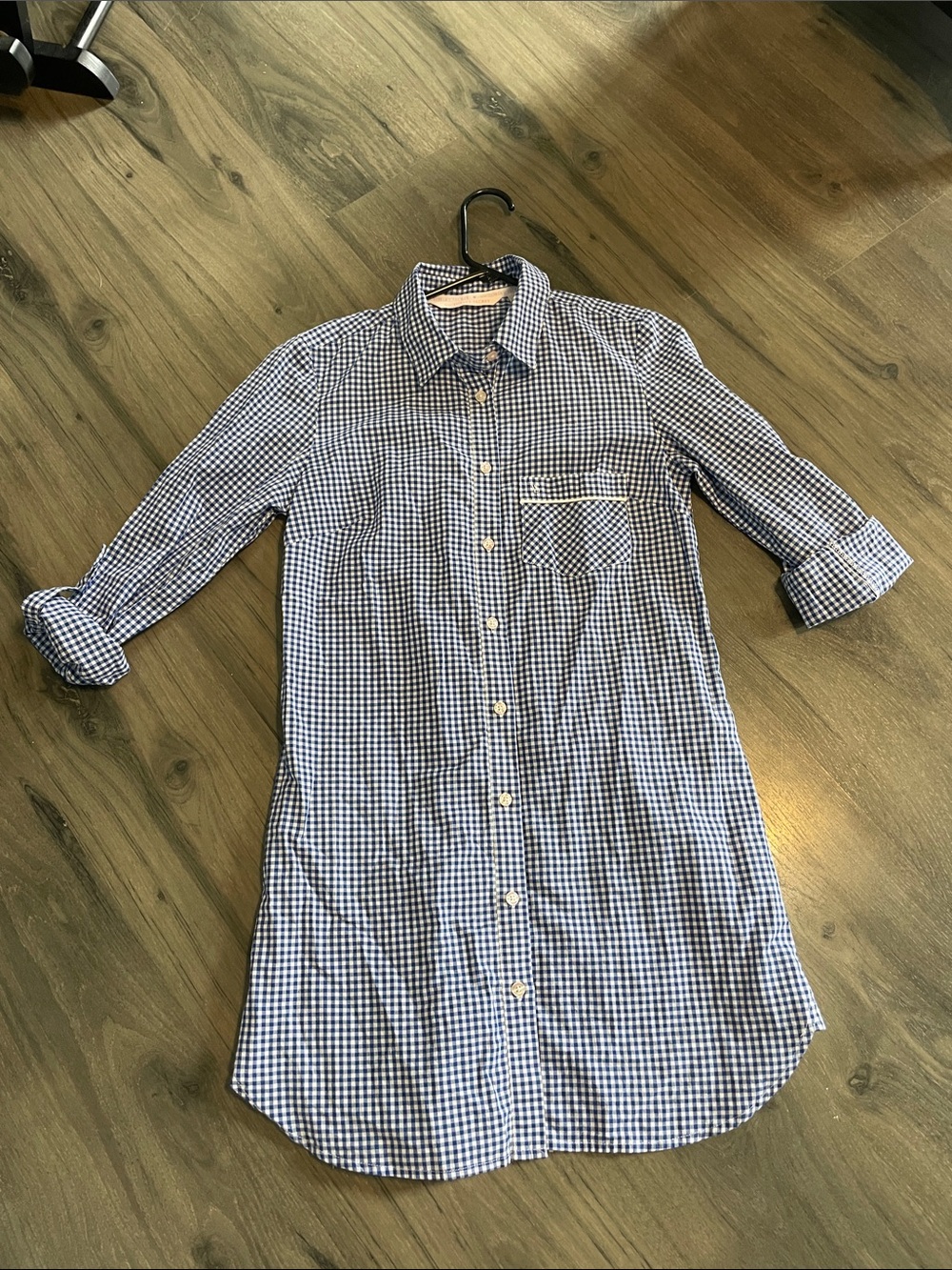 Victorias Secret Blue Gingham Button-Up Nightshirt - Size XS